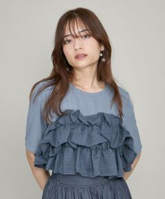 QUEENS COURT / クイーンズコート カットソー | ギャザーフリルTシャツ≪手洗い可能≫