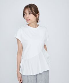 QUEENS COURT / クイーンズコート カットソー | ペプラムフレンチスリーブプルオーバー≪手洗い可能≫