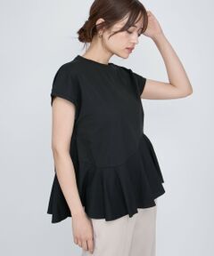 QUEENS COURT / クイーンズコート カットソー | ペプラムフレンチスリーブプルオーバー≪手洗い可能≫