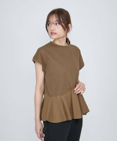 QUEENS COURT / クイーンズコート カットソー | ペプラムフレンチスリーブプルオーバー≪手洗い可能≫