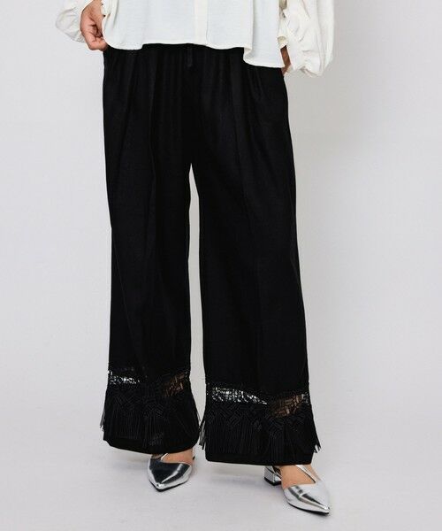 QUEENS COURT / クイーンズコート その他パンツ | レーヨン麻レースアレンジイージーパンツ≪洗濯機で洗える≫ | 詳細1