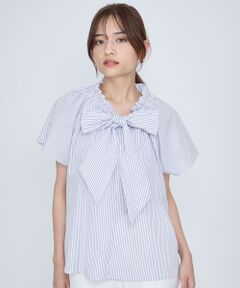 QUEENS COURT / クイーンズコート シャツ・ブラウス | ボウタイリボンフレアスリーブブラウス≪洗濯機で洗える≫