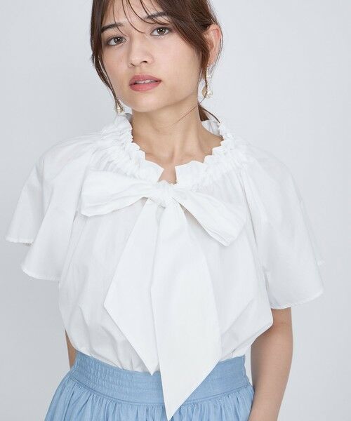 QUEENS COURT / クイーンズコート シャツ・ブラウス | ボウタイリボンフレアスリーブブラウス≪洗濯機で洗える≫ | 詳細1