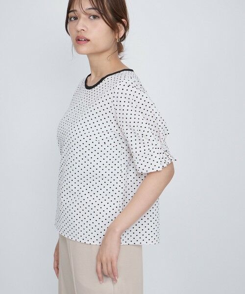 QUEENS COURT / クイーンズコート シャツ・ブラウス | シアサッカーモノトーンドットブラウス≪手洗い可能≫ | 詳細1