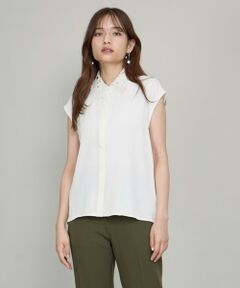 QUEENS COURT / クイーンズコート シャツ・ブラウス | レースカラーフレンチスリーブブラウス≪洗濯機で洗える≫