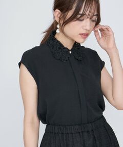 QUEENS COURT - クイーンズコート カットソー Vネック 長袖 リボン 2 M 黒 ブラック QUEENS COURT - クイーンズコート カットソー Vネック 長袖