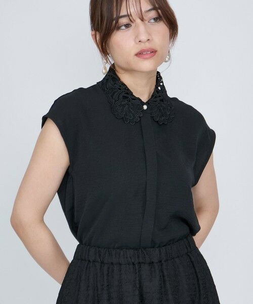 deresデレス 11th ハーフスリーブブラウス　シャツ　黒　ブラック cawaii ブラウス シャツ （黒）デコルテ覆うセーラーカラーの