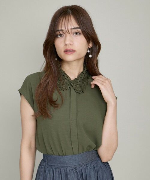QUEENS COURT / クイーンズコート シャツ・ブラウス | レースカラーフレンチスリーブブラウス≪洗濯機で洗える≫ | 詳細12