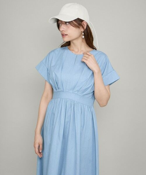 QUEENS COURT / クイーンズコート ロング・マキシ丈ワンピース | ダンガリーデニムウエストギャザーワンピース≪手洗い可能≫ | 詳細10