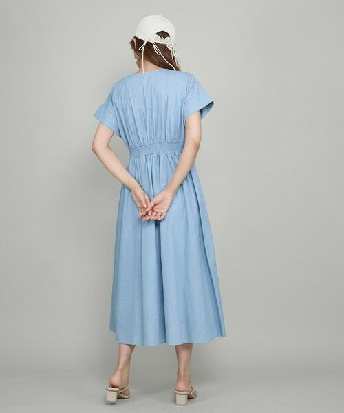 QUEENS COURT / クイーンズコート ロング・マキシ丈ワンピース | ダンガリーデニムウエストギャザーワンピース≪手洗い可能≫ | 詳細12