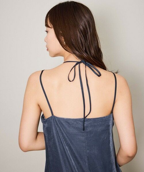 QUEENS COURT / クイーンズコート ロング・マキシ丈ワンピース | シアーベロアダブルストラップキャミドレス≪手洗い可能≫ | 詳細7