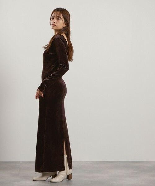QUEENS COURT / クイーンズコート ロング・マキシ丈ワンピース | ベロアバックシャンワンピース≪手洗い可能≫ | 詳細2