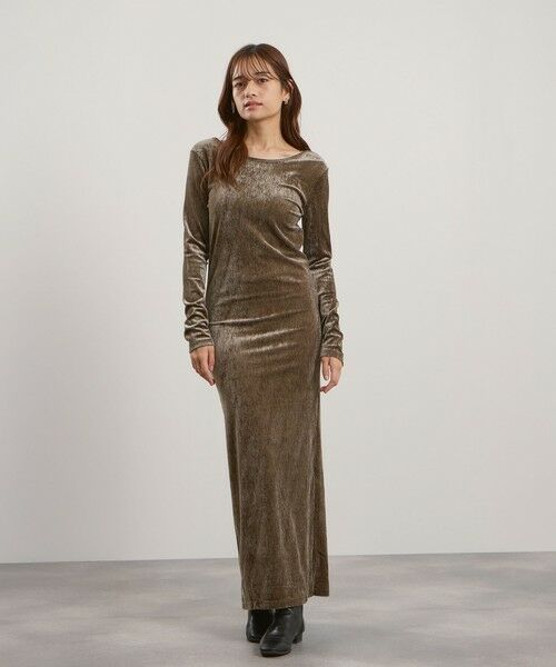 QUEENS COURT / クイーンズコート ロング・マキシ丈ワンピース | ベロアバックシャンワンピース≪手洗い可能≫ | 詳細6