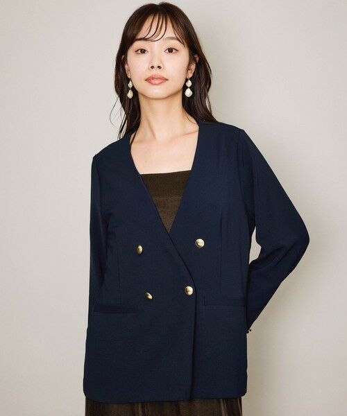 QUEENS COURT / クイーンズコート テーラードジャケット | マルチメリットノーカラーライトジャケット≪セットアップ対応/洗濯機で洗える≫ | 詳細1