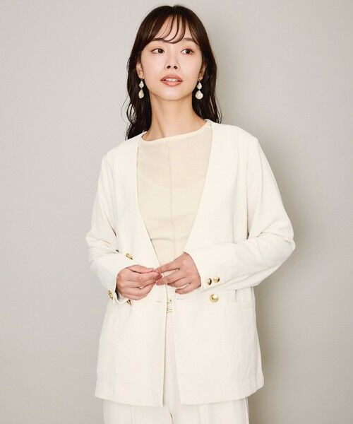 QUEENS COURT / クイーンズコート テーラードジャケット | マルチメリットノーカラーライトジャケット≪セットアップ対応/洗濯機で洗える≫ | 詳細12