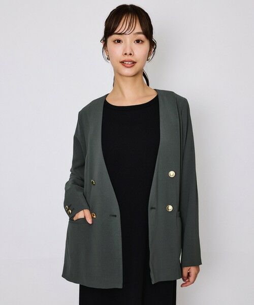 QUEENS COURT / クイーンズコート テーラードジャケット | マルチメリットノーカラーライトジャケット≪セットアップ対応/洗濯機で洗える≫ | 詳細22