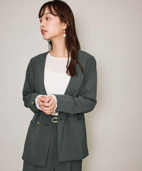 QUEENS COURT / クイーンズコート テーラードジャケット | マルチメリットノーカラーライトジャケット≪セットアップ対応/洗濯機で洗える≫ | 詳細18
