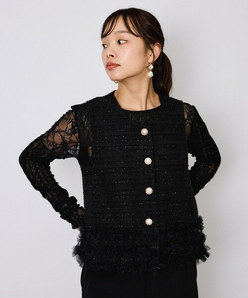 QUEENS COURT / クイーンズコート ダウンジャケット・ベスト | ライトツィードフリルヘムベスト≪洗濯機で洗える≫ | 詳細7