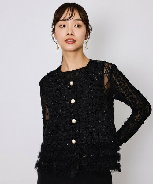 QUEENS COURT / クイーンズコート ダウンジャケット・ベスト | ライトツィードフリルヘムベスト≪洗濯機で洗える≫ | 詳細8