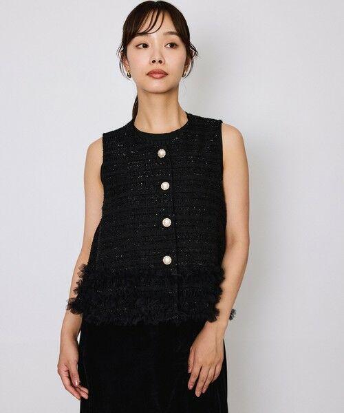 QUEENS COURT / クイーンズコート ダウンジャケット・ベスト | ライトツィードフリルヘムベスト≪洗濯機で洗える≫ | 詳細1