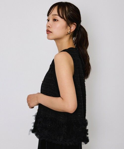 QUEENS COURT / クイーンズコート ダウンジャケット・ベスト | ライトツィードフリルヘムベスト≪洗濯機で洗える≫ | 詳細2