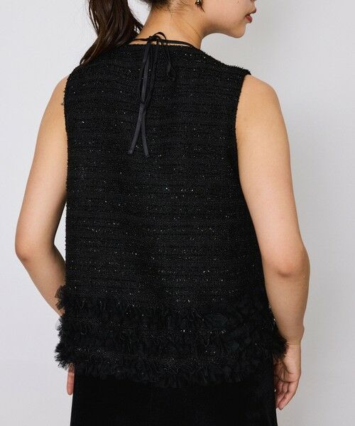 QUEENS COURT / クイーンズコート ダウンジャケット・ベスト | ライトツィードフリルヘムベスト≪洗濯機で洗える≫ | 詳細3