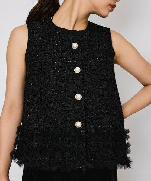 QUEENS COURT / クイーンズコート ダウンジャケット・ベスト | ライトツィードフリルヘムベスト≪洗濯機で洗える≫ | 詳細4