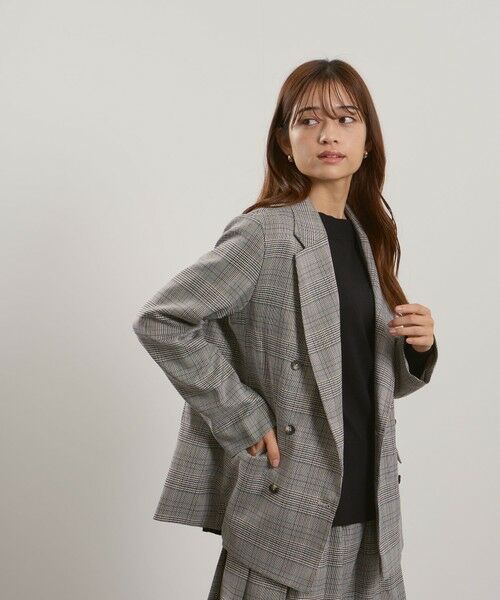 QUEENS COURT / クイーンズコート テーラードジャケット | マルチグレンチェックテーラードジャケット≪手洗い可能≫ | 詳細1