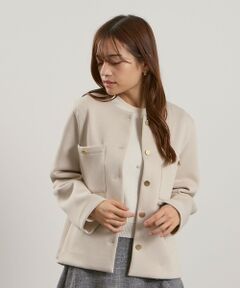 QUEENS COURT / クイーンズコート テーラードジャケット | カルゼダンボールノーカラージャケット≪手洗い可能≫
