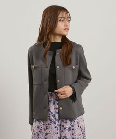 QUEENS COURT / クイーンズコート テーラードジャケット | カルゼダンボールノーカラージャケット≪手洗い可能≫