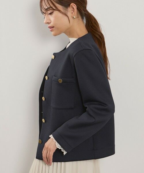 QUEENS COURT / クイーンズコート テーラードジャケット | カルゼダンボールノーカラージャケット≪手洗い可能≫ | 詳細2
