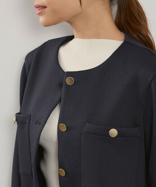 QUEENS COURT / クイーンズコート テーラードジャケット | カルゼダンボールノーカラージャケット≪手洗い可能≫ | 詳細4
