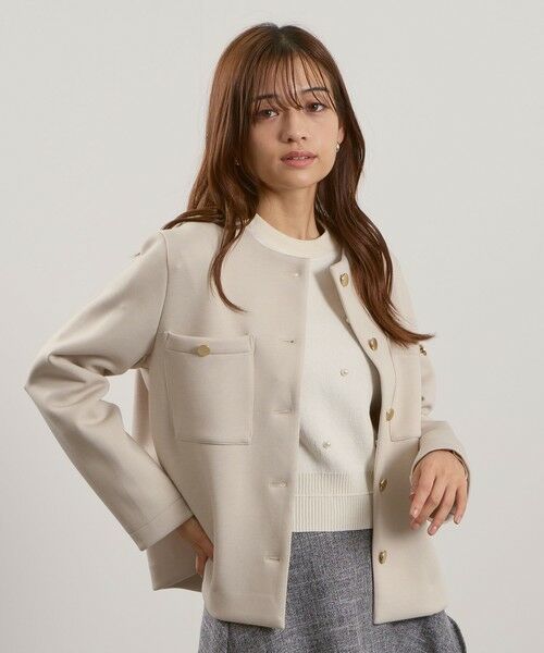 QUEENS COURT / クイーンズコート テーラードジャケット | カルゼダンボールノーカラージャケット≪手洗い可能≫ | 詳細7