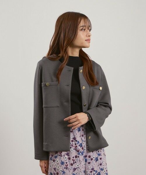 QUEENS COURT / クイーンズコート テーラードジャケット | カルゼダンボールノーカラージャケット≪手洗い可能≫ | 詳細11