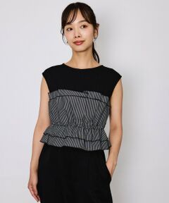 QUEENS COURT / クイーンズコート カットソー | タフタチェックビスチェレイヤードカットソー≪手洗い可能≫