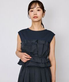 QUEENS COURT / クイーンズコート カットソー | タフタチェックビスチェレイヤードカットソー≪手洗い可能≫