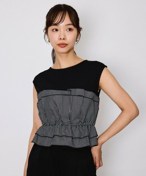 QUEENS COURT / クイーンズコート カットソー | タフタチェックビスチェレイヤードカットソー≪手洗い可能≫ | 詳細1