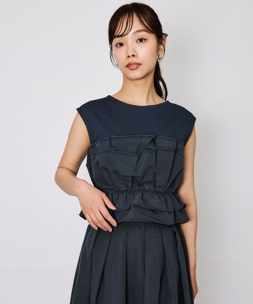 QUEENS COURT / クイーンズコート カットソー | タフタチェックビスチェレイヤードカットソー≪手洗い可能≫ | 詳細5