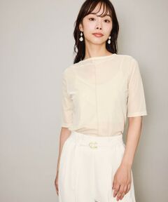 QUEENS COURT / クイーンズコート カットソー | シアーベロアセンターシームプルオーバー≪手洗い可能≫