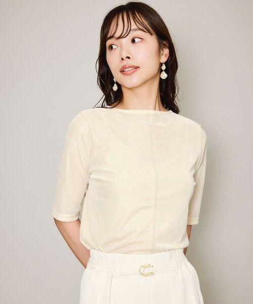 QUEENS COURT / クイーンズコート カットソー | シアーベロアセンターシームプルオーバー≪手洗い可能≫ | 詳細1