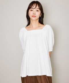 QUEENS COURT / クイーンズコート カットソー | クリアテンジクパフペプラムプルオーバー≪洗濯機で洗える≫