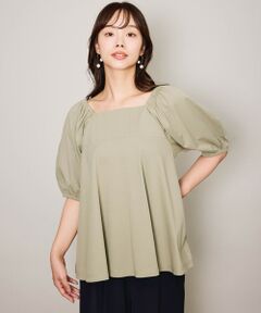 QUEENS COURT / クイーンズコート カットソー | クリアテンジクパフペプラムプルオーバー≪洗濯機で洗える≫