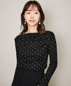 QUEENS COURT / クイーンズコート カットソー | モノトーンドットオフショルカットソー≪手洗い可能≫