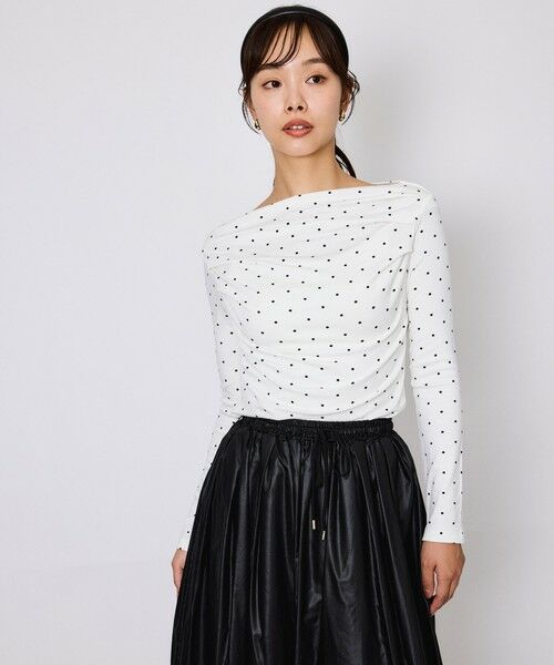 QUEENS COURT / クイーンズコート カットソー | モノトーンドットオフショルカットソー≪手洗い可能≫ | 詳細1
