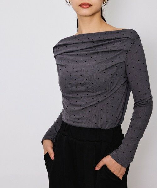 QUEENS COURT / クイーンズコート カットソー | モノトーンドットオフショルカットソー≪手洗い可能≫ | 詳細6