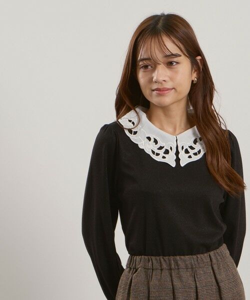 QUEENS COURT / クイーンズコート カットソー | レースカラーラメMIXカットソー≪手洗い可能≫ | 詳細1