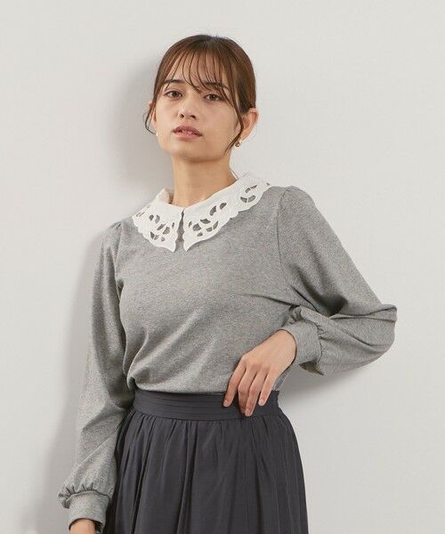 QUEENS COURT / クイーンズコート カットソー | レースカラーラメMIXカットソー≪手洗い可能≫ | 詳細9