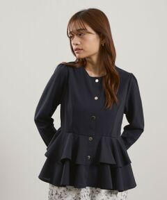 QUEENS COURT / クイーンズコート カーディガン・ボレロ | カットJQDダブルペプラムカーディガン≪手洗い可能≫