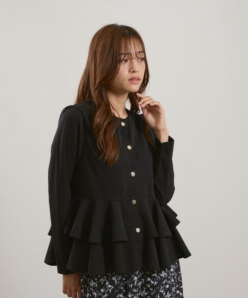 QUEENS COURT / クイーンズコート カーディガン・ボレロ | カットJQDダブルペプラムカーディガン≪手洗い可能≫ | 詳細1