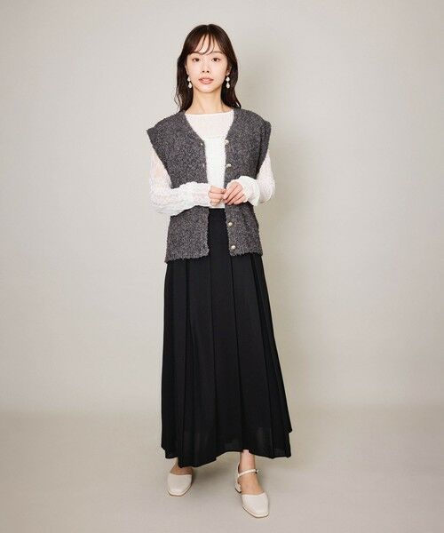 QUEENS COURT / クイーンズコート ミニ・ひざ丈スカート | ハイツイストクロスワイドプリーツスカート≪セットアップ対応/手洗い可能≫ | 詳細1